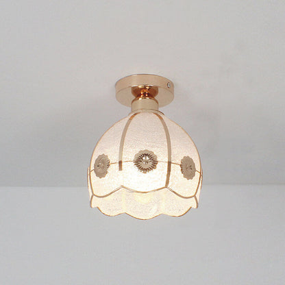leichtes Luxusglas Gold 1-Licht Halbbodenmontage Deckenleuchte