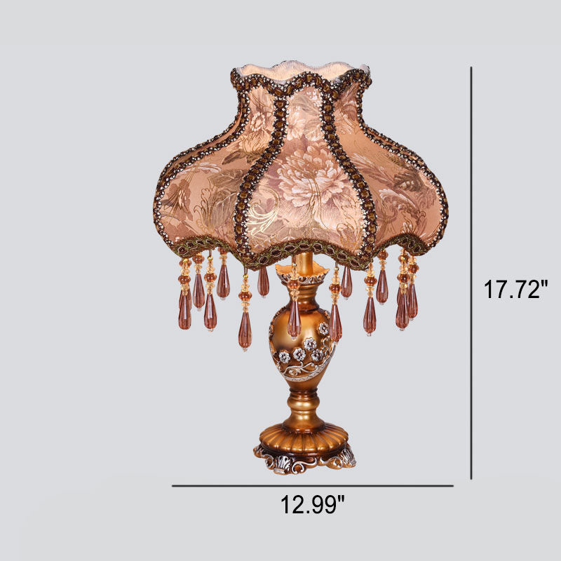 Frendorf | LaceLux Europäische Tischlampe | Stoff & Spitze | Elegante Harzfuß-Leuchte | Dekoration & Beleuchtung