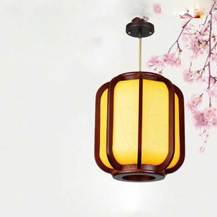 Frendorf | LuxoraChic Modernes Chinesisches Design Pendelleuchte | Faux-Schaffell | Holz-Laterne | LED-Beleuchtung für Zuhause