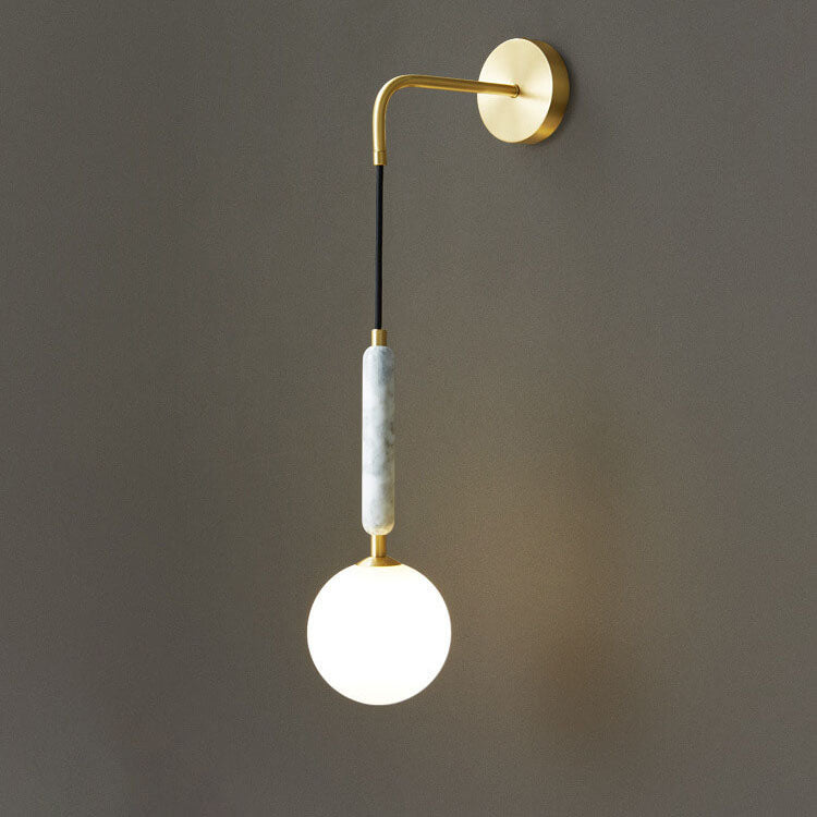 Frendorf | Marbelis Sphere LED Wandleuchte | Moderner Luxus | Marmor-Arm & Kugelschirm | Dekorative Beleuchtung
