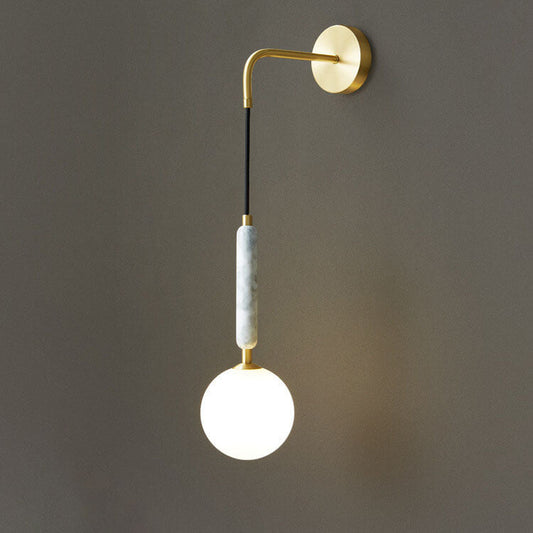 Frendorf | Marbelis Sphere LED Wandleuchte | Moderner Luxus | Marmor-Arm & Kugelschirm | Dekorative Beleuchtung