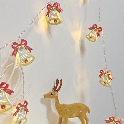 Frendorf | Weihnachtliche dekorative Lichterkette mit bemalten Glocken Elk Batteriekasten LED Lichterkette