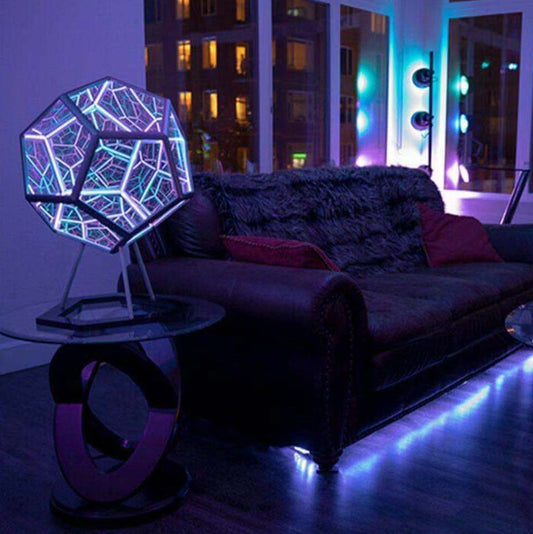 Frendorf | Novahedron LED Tischlampe | Unendliche Dodekaeder-Optik | Stimmungslicht | Kunstvolle Dekoration