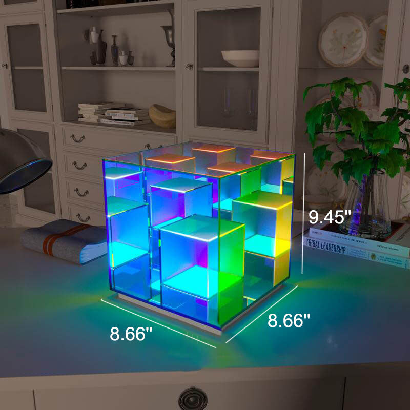 Frendorf | CubeLumin RGB LED Tischlampe | Modernes Design | Rubik’s Cube Optik | Farbwechsel | Deko-Licht