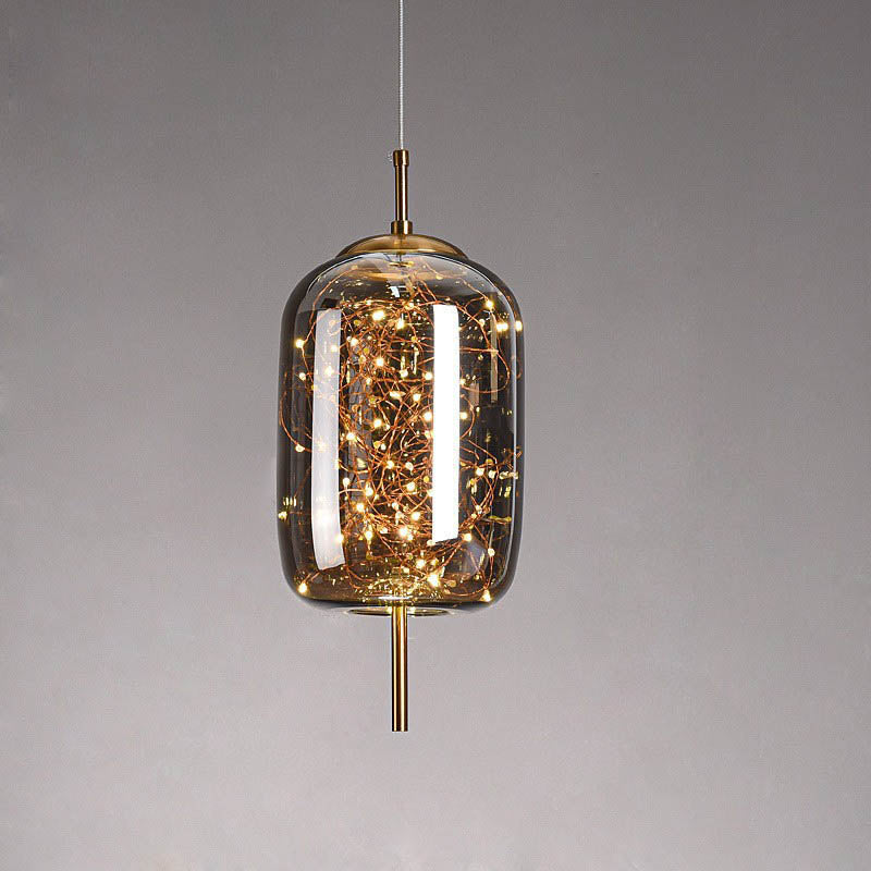Frendorf | LumoSphere Nordic Pendelleuchte | Zylinder Oval Design | Glas-Lampe | Dimmbares LED Licht | Schlafzimmer & Wohnräume