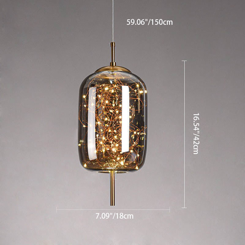 Frendorf | LumoSphere Nordic Pendelleuchte | Zylinder Oval Design | Glas-Lampe | Dimmbares LED Licht | Schlafzimmer & Wohnräume
