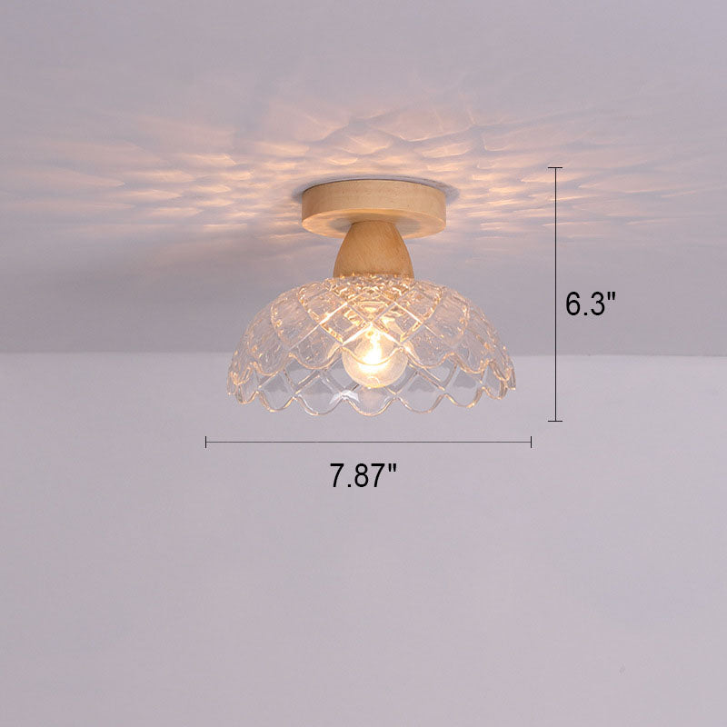 Frendorf | Logra Japanese Minimalist 1-Licht Semi-Flush Mount Deckenleuchte | Holz & Glas | Stimmungslicht | Deko für Zuhause