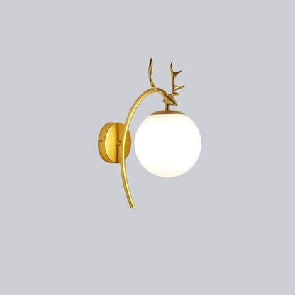 Frendorf | Antleon Nordic Wandleuchte | Luxuriöses Geweih-Design | Glaslampenschirm | Elegante Wandbeleuchtung
