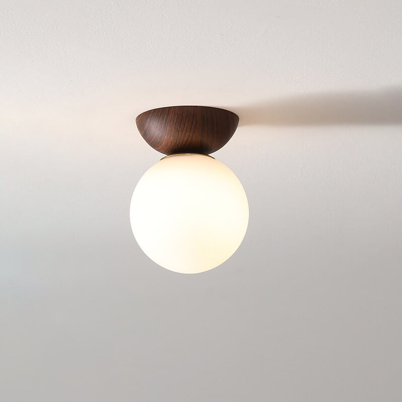 Frendorf | LumiHaus Deckenleuchte Holz | Japanisch-Nordisches Design | Glas Kugel | Warmes Stimmungslicht