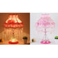 Frendorf | Elarion Glow Tischlampe | Europäisches Design | Stoffschirm & Glasfuß | Dimmbar | Romantische Beleuchtung