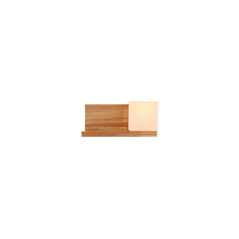 Frendorf | ZenSquare Wandlampe | Japanisches Minimalistisches Design | Holz & Glas | 1-Licht