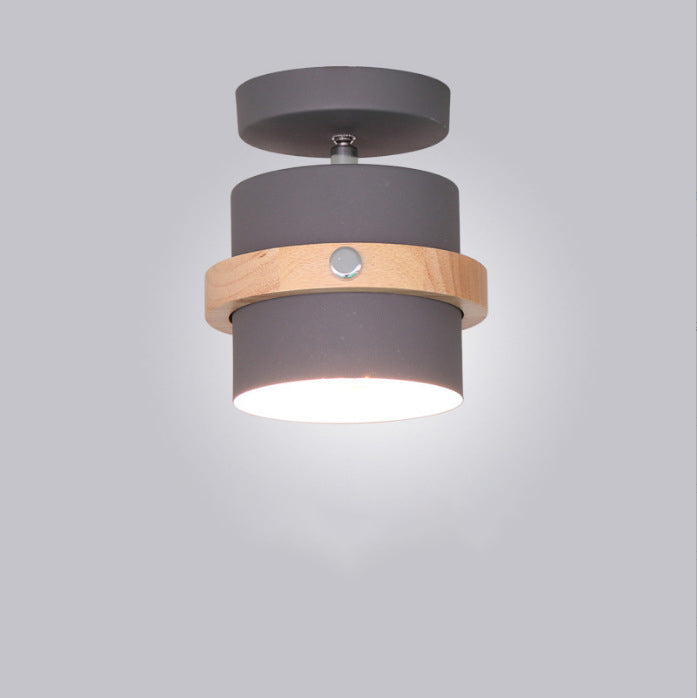 Frendorf | Cylindra Nordic Deckenleuchte | Halbzylinder-Design | Holz & Metall | Für Flur & Wohnbereich | 1-flammig