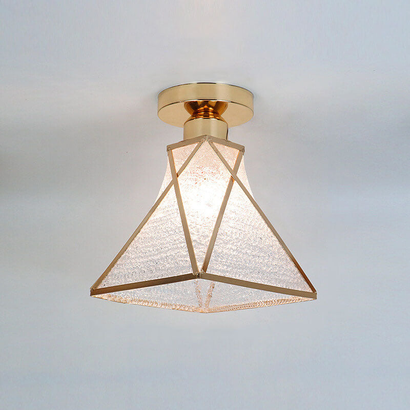 leichtes Luxusglas Gold 1-Licht Halbbodenmontage Deckenleuchte