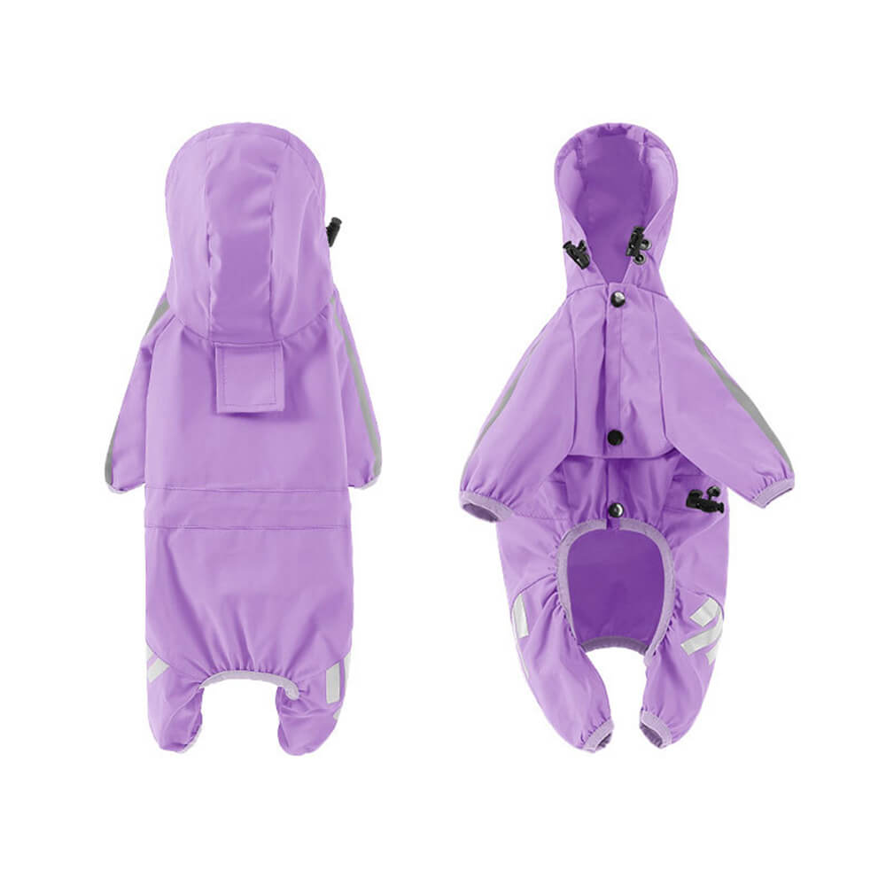 Stylische wasserdichte verstellbare reflektierende Streifen Hunderegenjacke mit Kapuze