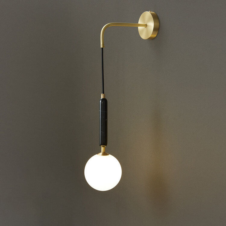 Frendorf | Marbelis Sphere LED Wandleuchte | Moderner Luxus | Marmor-Arm & Kugelschirm | Dekorative Beleuchtung