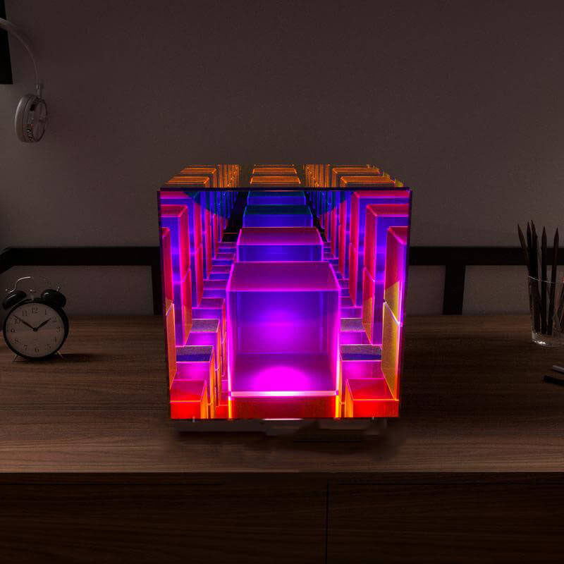 Frendorf | CubeLumin RGB LED Tischlampe | Modernes Design | Rubik’s Cube Optik | Farbwechsel | Deko-Licht