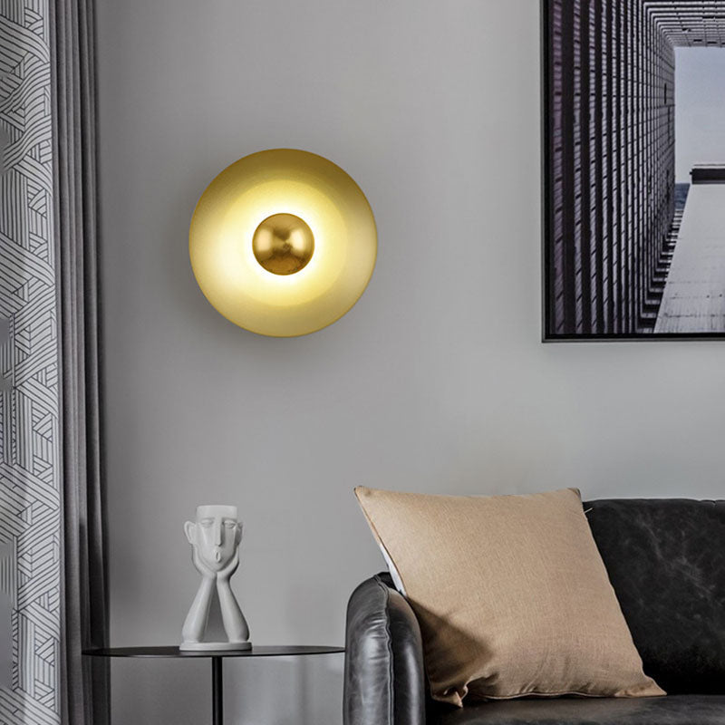 Contemporary Creative Macaron Flying Saucer Hardware LED Wall Sconce Lamp For Bedroom