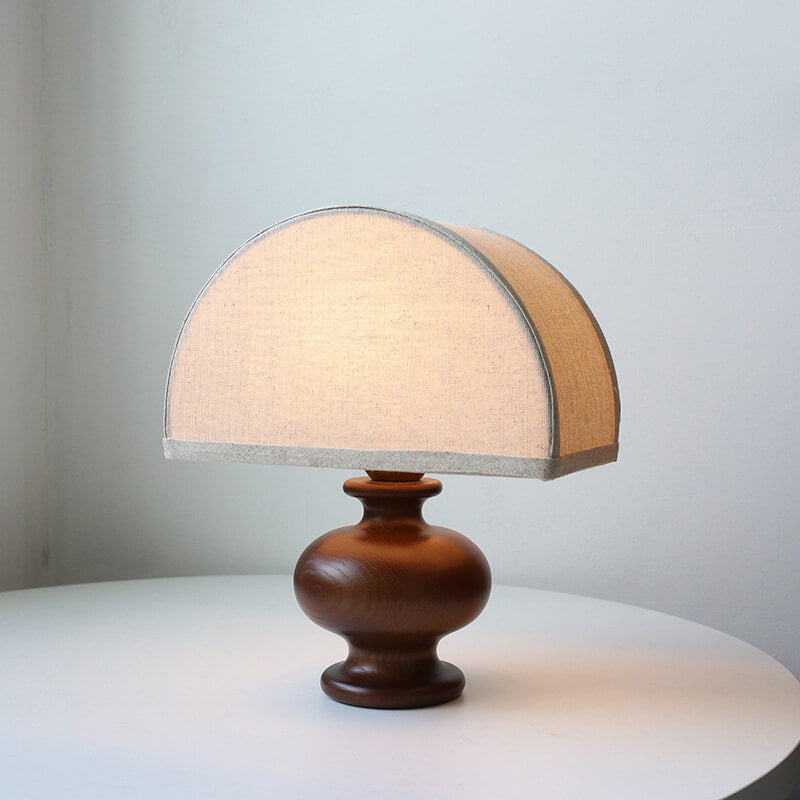 Frendorf | ZenSphere Japanische Vintage Tischlampe | Massivholz & Stoffschirm | Wabi-Sabi Design | 1-flammig | Deko für Zuhause