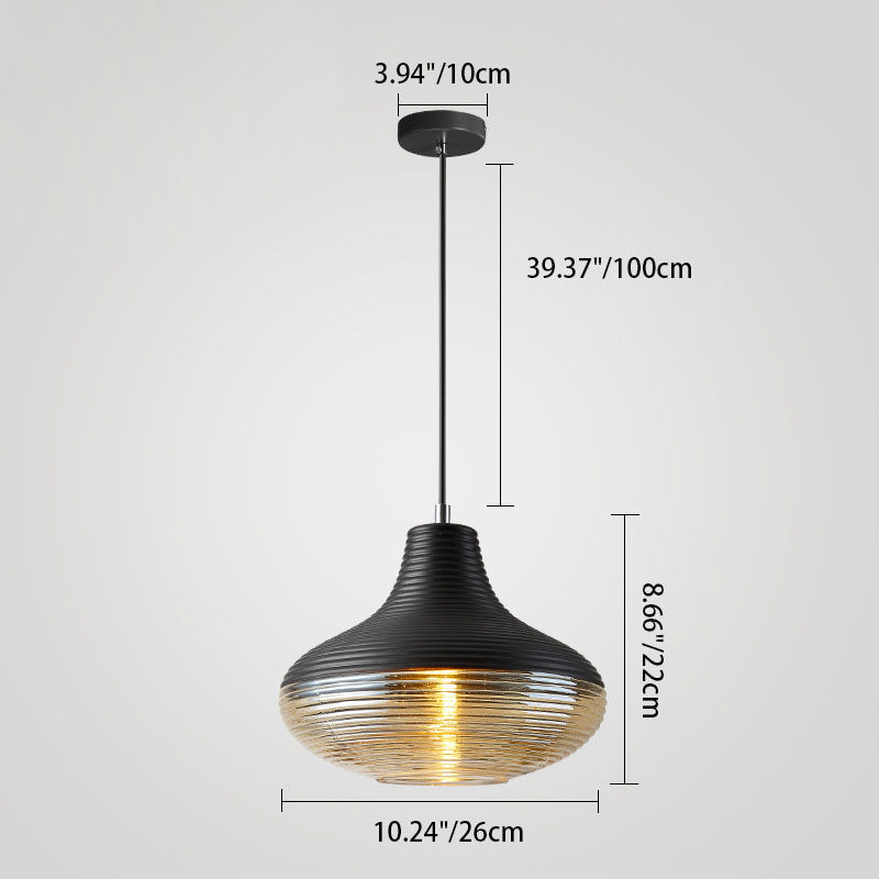 Frendorf | Auralite Pendelleuchte im skandinavischen Stil | Zylinder-Oval Design | Eisen & Glas | 1 Licht für Wohnzimmer