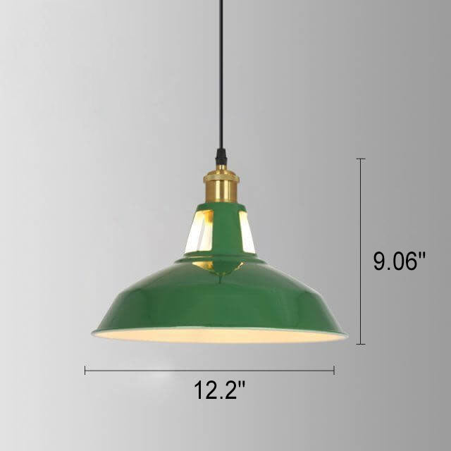 Frendorf | RetroDome Industrielle Vintage Pendelleuchte | Grünes Eisen-Kuppeldesign | Einzellicht | Rustikale Deckenbeleuchtung