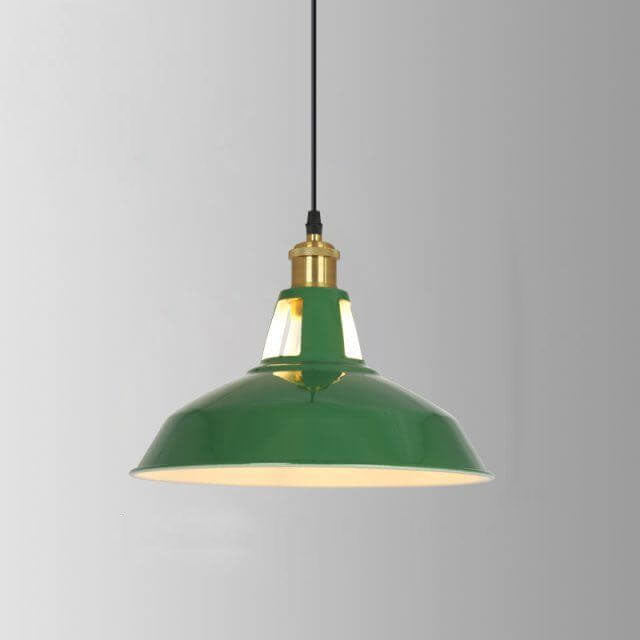 Frendorf | RetroDome Industrielle Vintage Pendelleuchte | Grünes Eisen-Kuppeldesign | Einzellicht | Rustikale Deckenbeleuchtung
