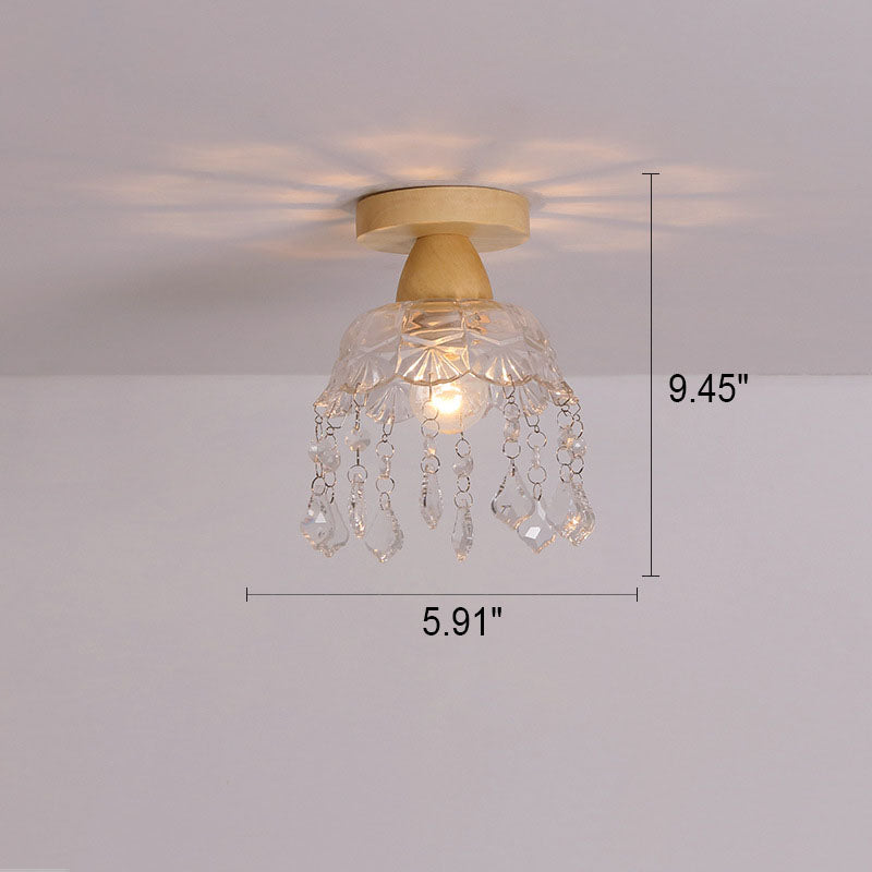 Frendorf | Logra Japanese Minimalist 1-Licht Semi-Flush Mount Deckenleuchte | Holz & Glas | Stimmungslicht | Deko für Zuhause