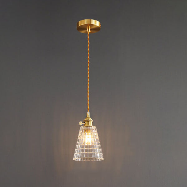 Frendorf | Bellux Glas Pendelleuchte | Modernes Glockenschirmdesign | Messingoptik | 1-flammig | Luxuriöse Beleuchtung