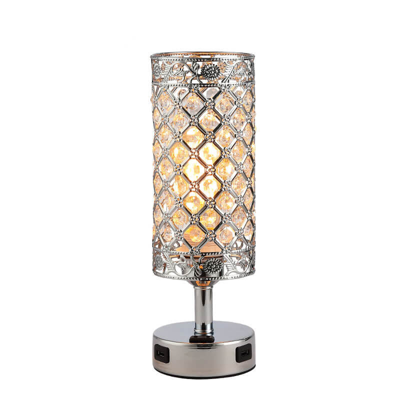 Frendorf | LustraTouch Tischlampe | Zylindrischer Metallschirm | USB-Ladefunktion & Touch-Schalter | Moderne 1-Licht LED Leuchte
