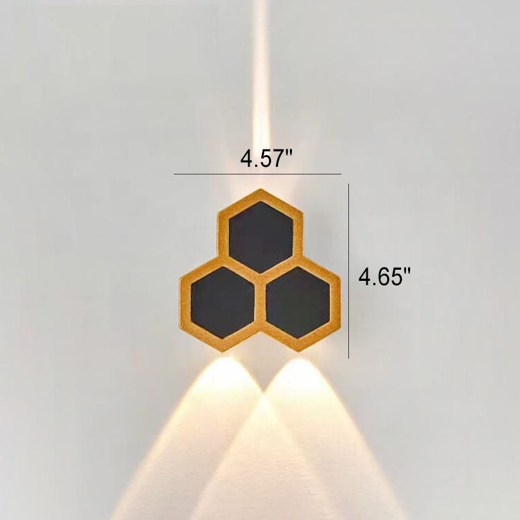 Frendorf | LumoHex Prime | Modernes Outdoor LED Wandlicht | Hexagon Schwarz-Gold Kombination