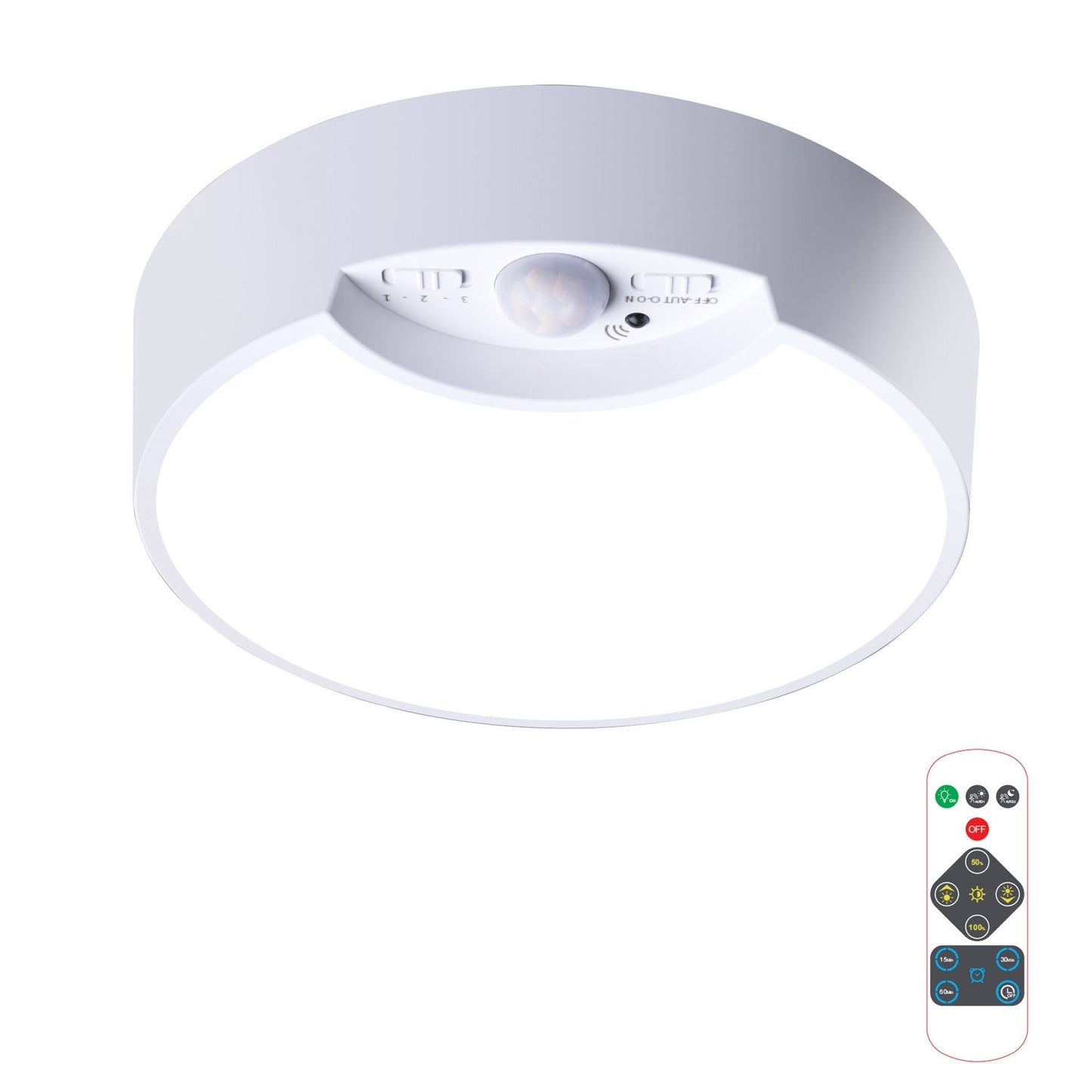 Frendorf | SenseLux Runde LED Deckenleuchte | Bewegungssensor | Weißes Licht | Batteriebetrieben & Wiederaufladbar