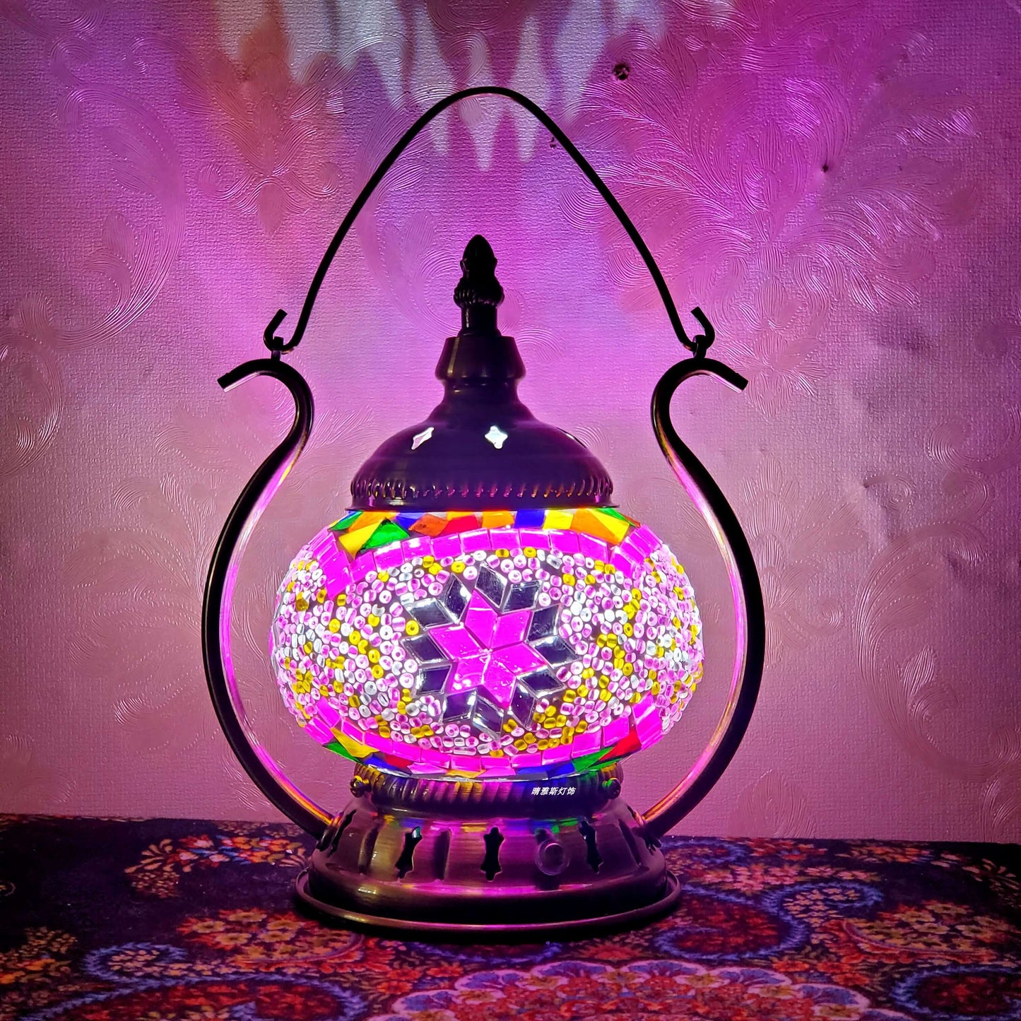 Marokkanische Buntglas runde Pot USB wiederaufladbare LED tragbare Tischlampe