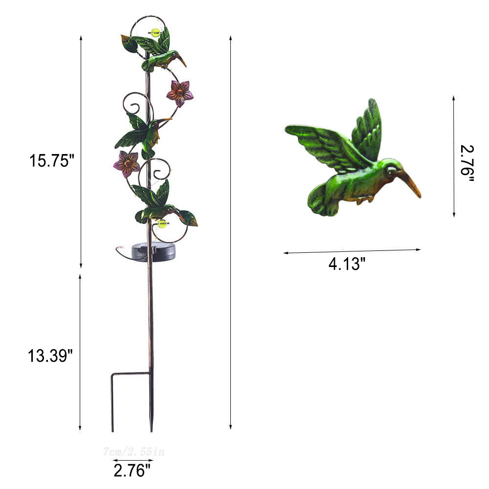 Frendorf | GardenGlow Solar Gartenleuchte | Metall-Design | Schmetterling, Libelle, Kolibri | Landschaftsbeleuchtung