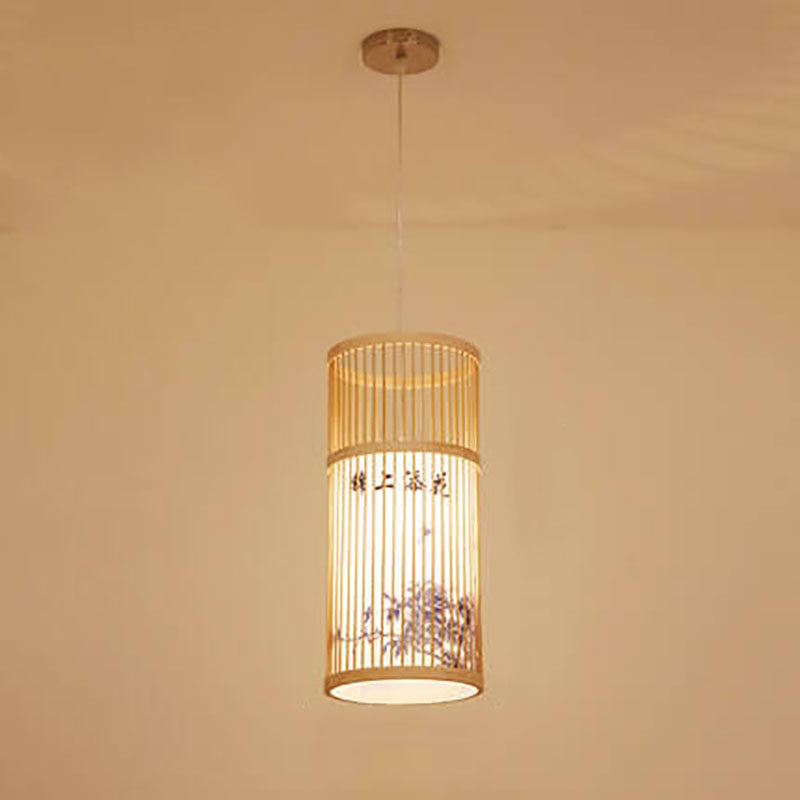 Frendorf | Bambora Zen Pendelleuchte | Handgewebte Bambus-Laterne | Japanisches Design | Natürliche Eleganz