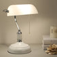 Traditionelle chinesische rechteckige antike Bank Metall Glas 1-Licht Tischlampe für Schlafzimmer