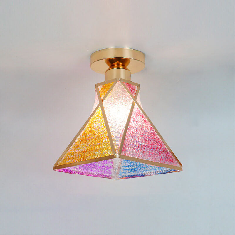 leichtes Luxusglas Gold 1-Licht Halbbodenmontage Deckenleuchte