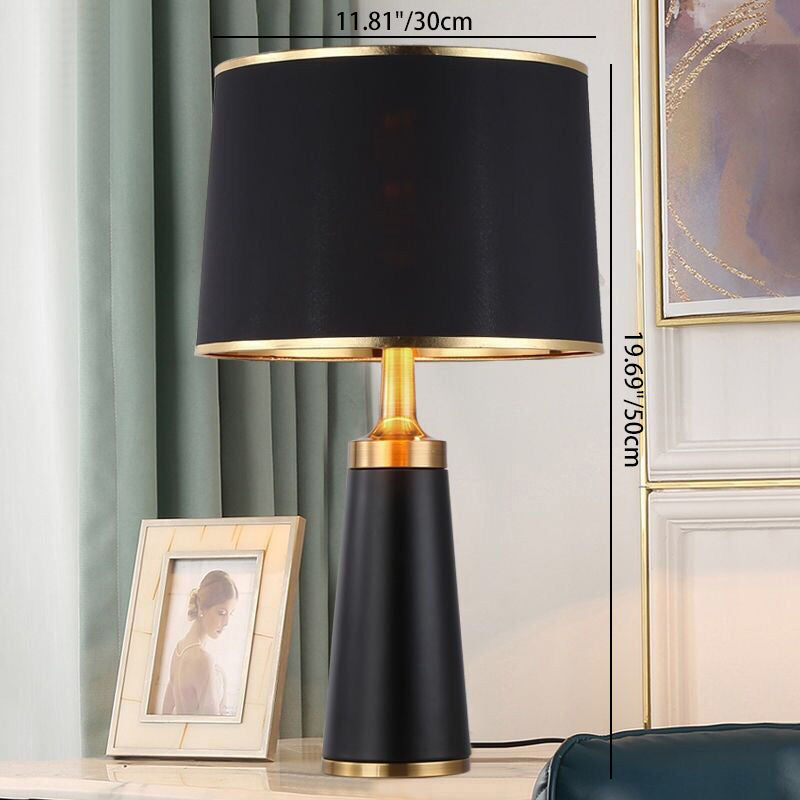 Moderne Übergangs-Zylinder-Eisen-Stoff 1-Lampe Tischlampe für das Wohnzimmer