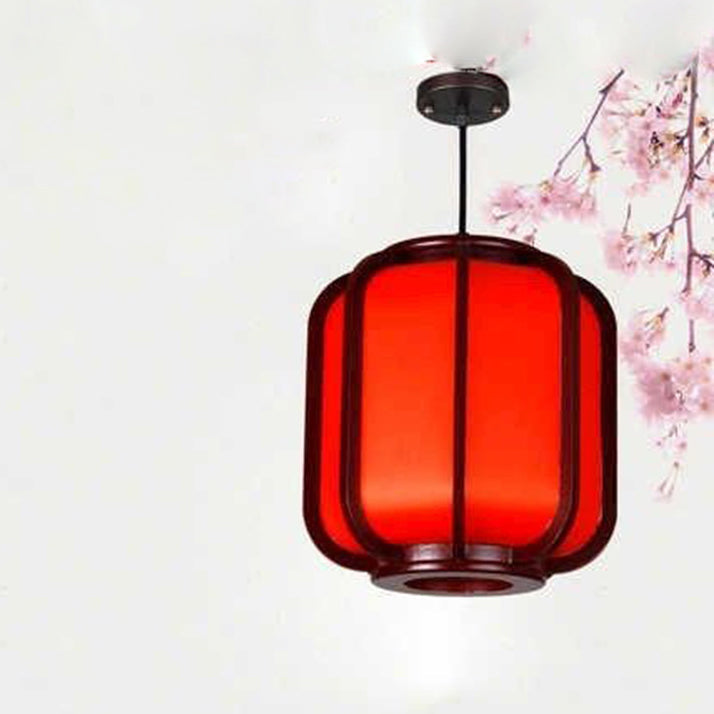Frendorf | LuxoraChic Modernes Chinesisches Design Pendelleuchte | Faux-Schaffell | Holz-Laterne | LED-Beleuchtung für Zuhause
