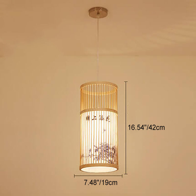 Frendorf | Bambora Zen Pendelleuchte | Handgewebte Bambus-Laterne | Japanisches Design | Natürliche Eleganz
