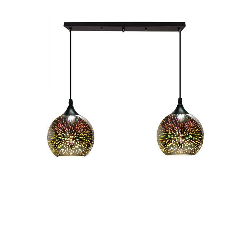 Frendorf | ElysianSpark 3D Creative LED Kronleuchter | 2/3 Lichter | Feuerwerksglas-Dome | Modernes Design | Stimmungslicht für Zuhause