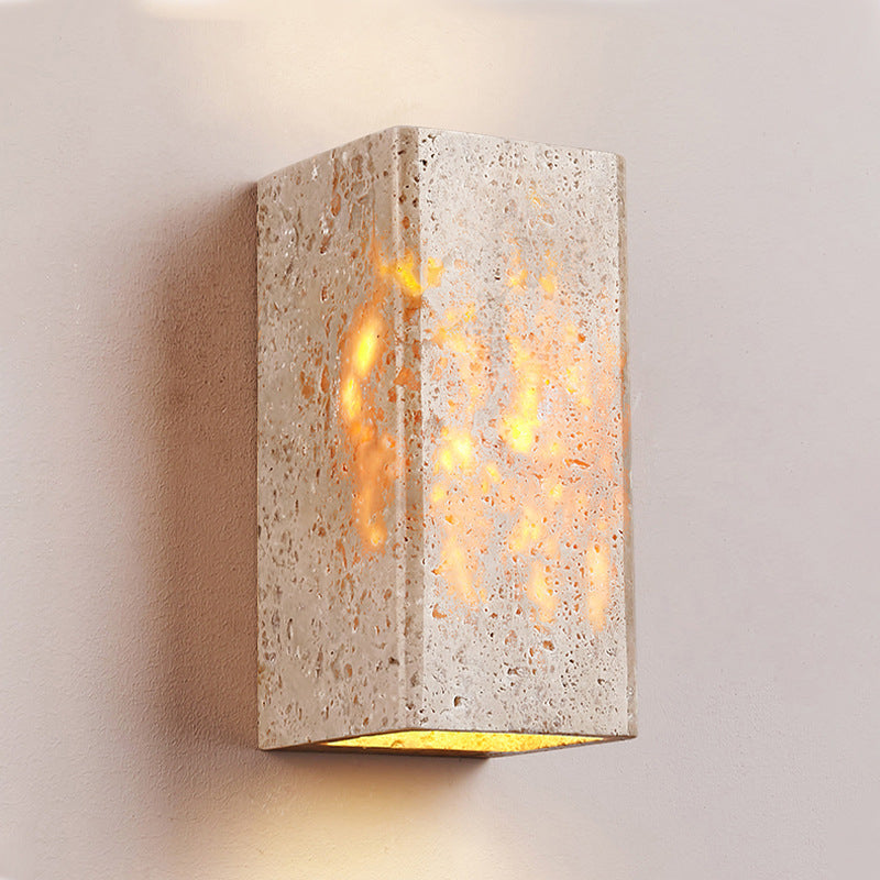 Frendorf | ShinariGlow Travertin LED Wandleuchte | Traditionelles Japanisches Design | Wasserdicht & Stilvoll