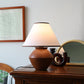 Frendorf | ZenSphere Japanische Vintage Tischlampe | Massivholz & Stoffschirm | Wabi-Sabi Design | 1-flammig | Deko für Zuhause