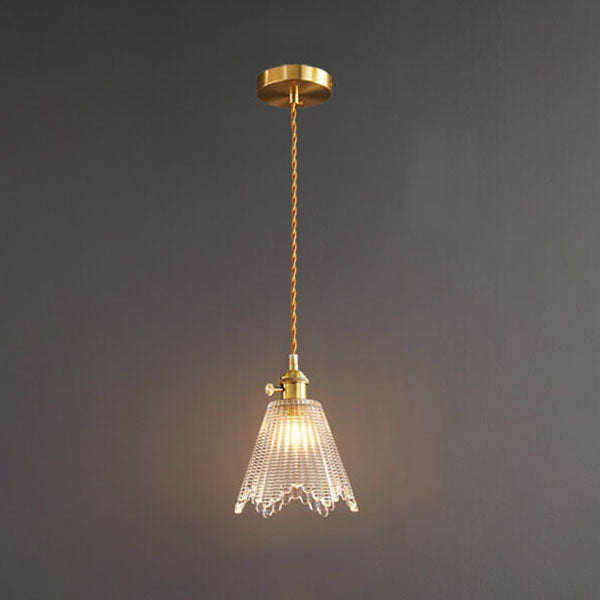 Frendorf | Bellux Glas Pendelleuchte | Modernes Glockenschirmdesign | Messingoptik | 1-flammig | Luxuriöse Beleuchtung