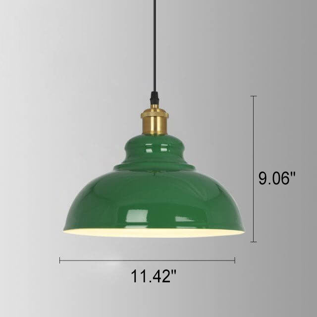 Frendorf | RetroDome Industrielle Vintage Pendelleuchte | Grünes Eisen-Kuppeldesign | Einzellicht | Rustikale Deckenbeleuchtung