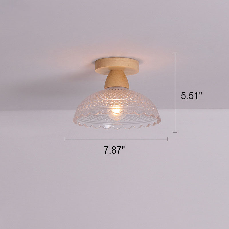 Frendorf | Logra Japanese Minimalist 1-Licht Semi-Flush Mount Deckenleuchte | Holz & Glas | Stimmungslicht | Deko für Zuhause