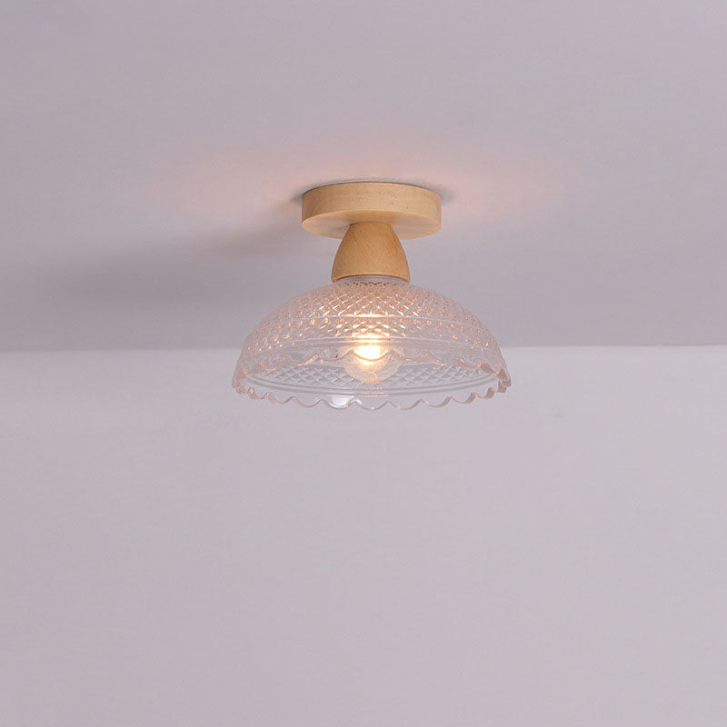 Frendorf | Logra Japanese Minimalist 1-Licht Semi-Flush Mount Deckenleuchte | Holz & Glas | Stimmungslicht | Deko für Zuhause