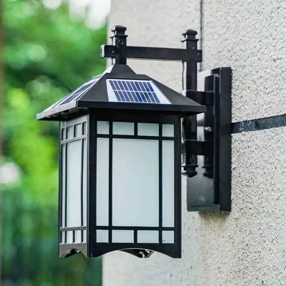 Frendorf | Pavilor Solar Wandlampe | Wasserdicht | Aluminium | Chinesischer Pavillon Stil