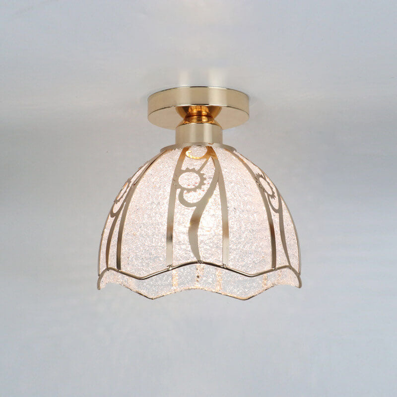 leichtes Luxusglas Gold 1-Licht Halbbodenmontage Deckenleuchte