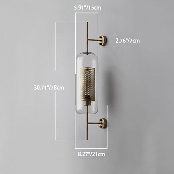 Frendorf | Lumivault Industrial Wandlampe | Zylindrischer Glasschirm | Eisenrahmen | Deko für Schlafzimmer & Wohnräume