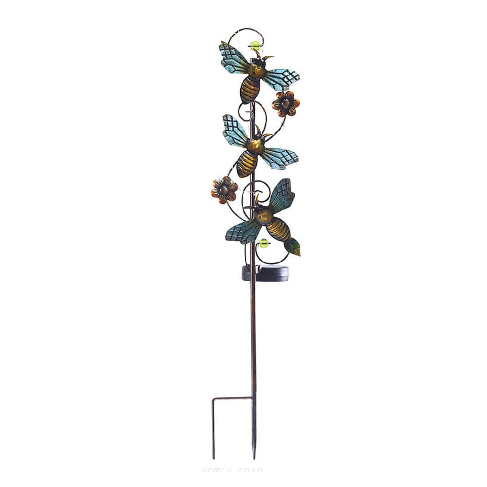 Frendorf | GardenGlow Solar Gartenleuchte | Metall-Design | Schmetterling, Libelle, Kolibri | Landschaftsbeleuchtung