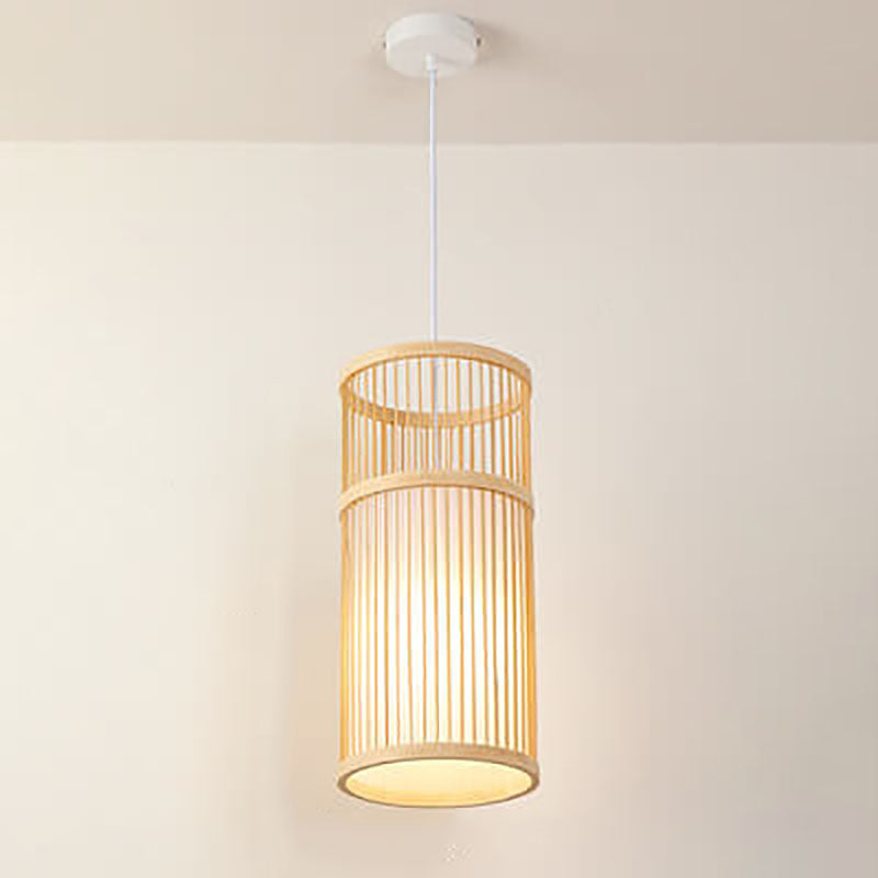Frendorf | Bambora Zen Pendelleuchte | Handgewebte Bambus-Laterne | Japanisches Design | Natürliche Eleganz